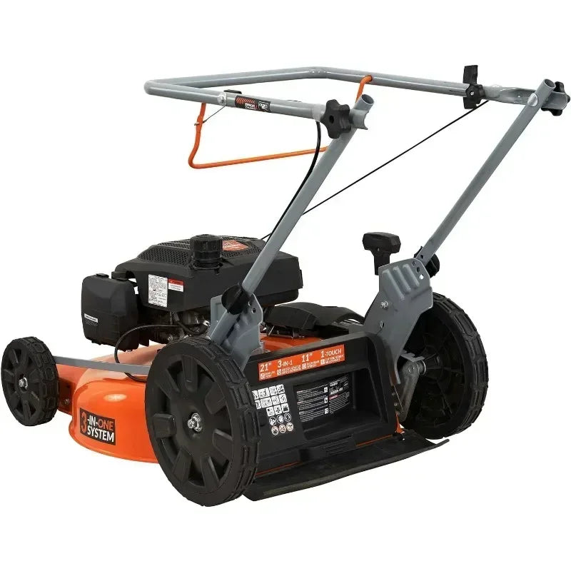 21 in. 170cc 3-in-1 Gas Walk Behind Push Lawn Mower with High Rear Wheels 2025 USA