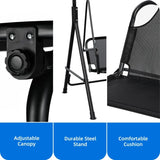 3-Seater Patio Swing with Adjustable Canopy, Weather-Resistant, Black