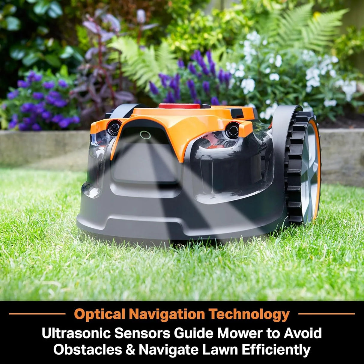 Perimeter Wire Free Robot Lawn Mower Cuts Small Lawns 1000-2000 Square Feet with Optical Navigation, Obstacle Avoidance