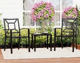 3-Piece Patio Bistro Sets Outdoor Matel Furniture Set with 1 x Table and 2 x Chair for Garden Backyard,Black