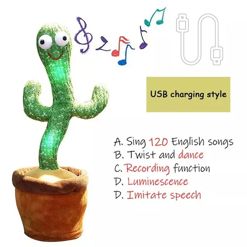 Talking Cactus Toy with LED 120 English Songs Singing Musical Toys Repeat What You Say Suitable for Babies and Toddlers