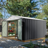 10 x 10 FT Outdoor Storage Shed, Metal Garden Sheds & Outdoor Storage Clearance, Large Tool Shed Outdoor with Single Lockable D