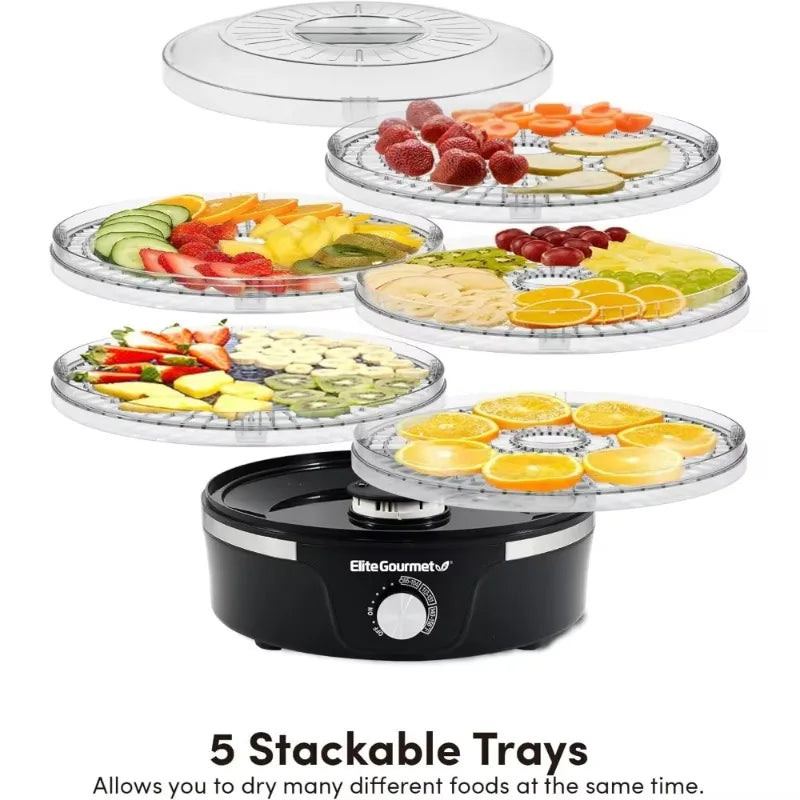 Unique features Food Dehydrator, 5 BPA-Free 11.4" Trays Adjustable Temperature Controls,Jerky,Herbs,Fruit,Veggies,Dried（EFD319）