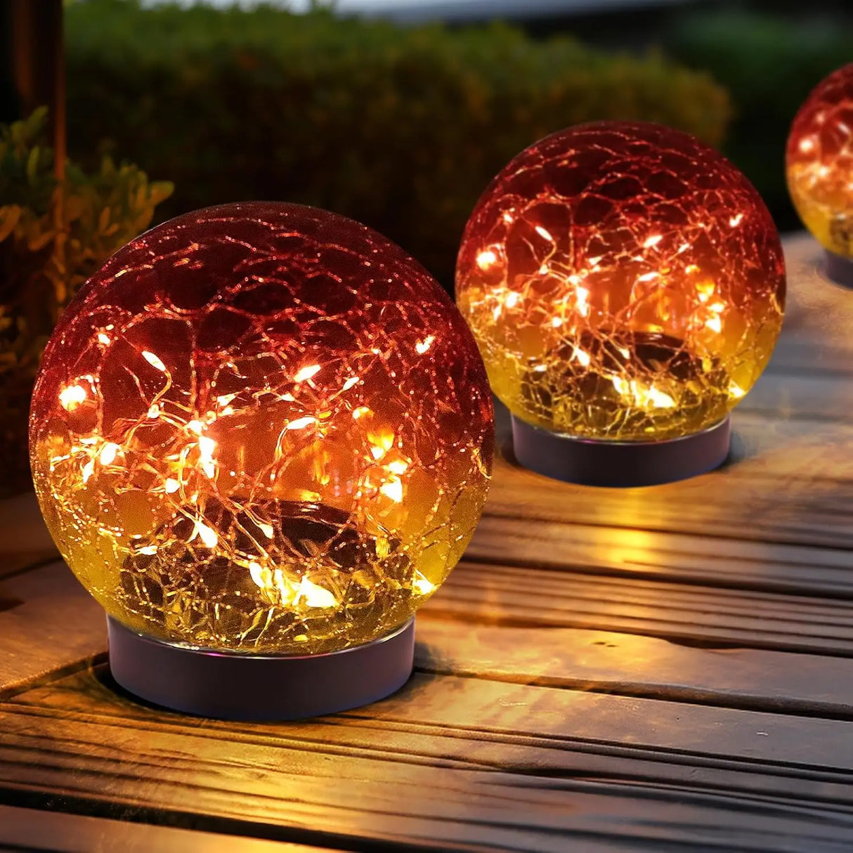 Solar Globe Lights Outdoor Waterproof-Solar Balls Garden-Cracked Glass Ball Solar Lights Outdoor-Solar Orbs Outside-Outdoor
