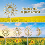 1pc Magical 3D Metal Outdoor Windmill Spinners Unique Metal Kinetic Wind Sculptures  Wind Catchers Lawn Patio Yard Garden Decor