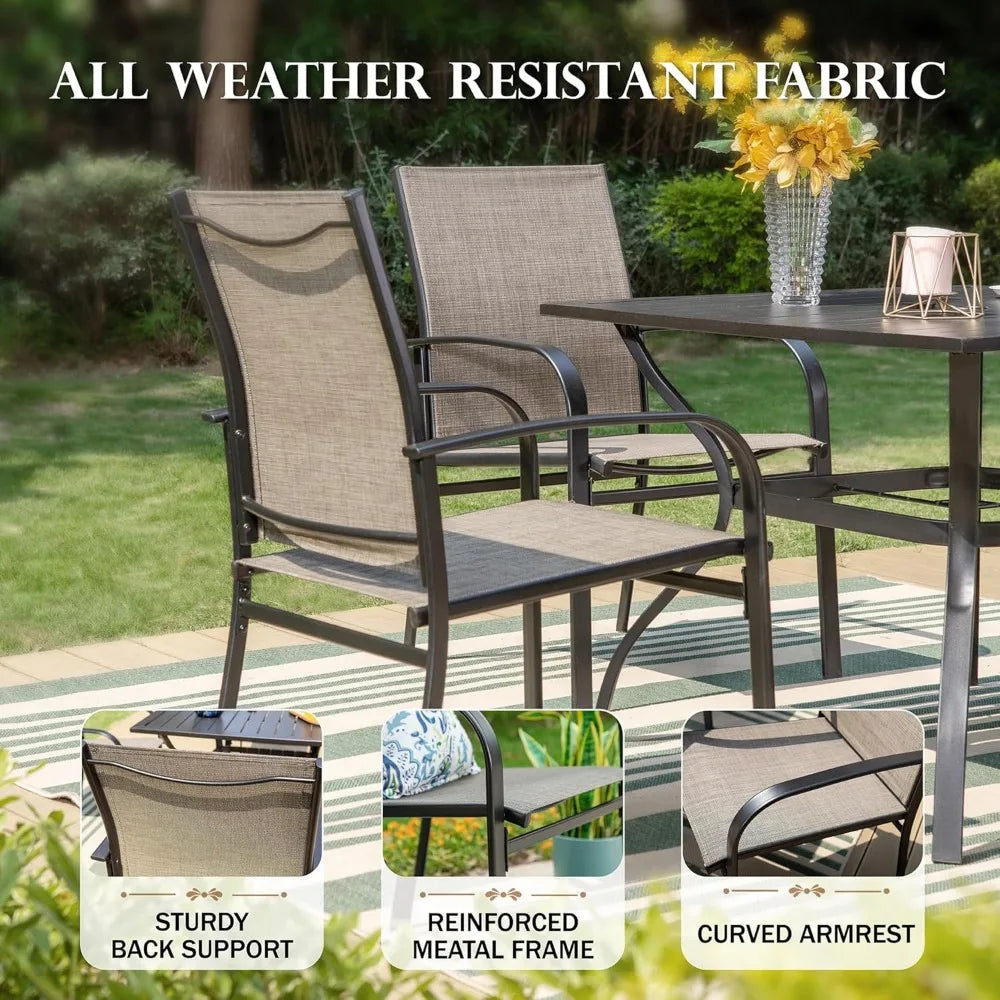 Patio Chairs and 1 x 83 Large Rectangle Dining Table, Outdoor Furniture Set for Deck Garden Backyard Lawn, Garden Sofas