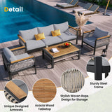 4 Pieces Outdoor Sectional Sofa Set 5-person Patio Seating Group Outdoor Conversation Set Cushions and A Coffee Table for Patios