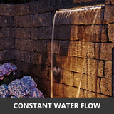 VEVOR Waterfall Pool Fountain Stainless Steel W/ Pipe Connector Spillway Garden Outdoor Pond Rectangular Swimming Pool Fountain