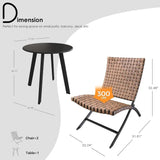 3-Piece Outdoor Folding Adirondack Chairs, Weather Resistant Wicker Patio Bistro Chairs and Coffee Table for Balcony Lawn Porch