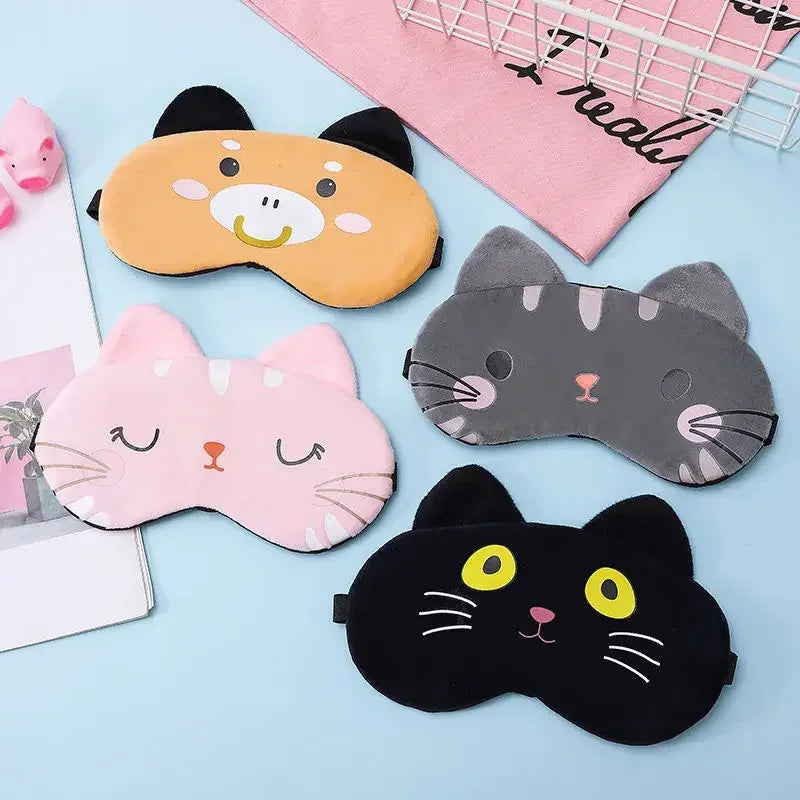 1Pc Cotton Cartoon Face Sleep Eye Mask Cute Funny Eye Cover Sleeping Mask Travel Rest Eye Band Kids Beauty Health Blindfold