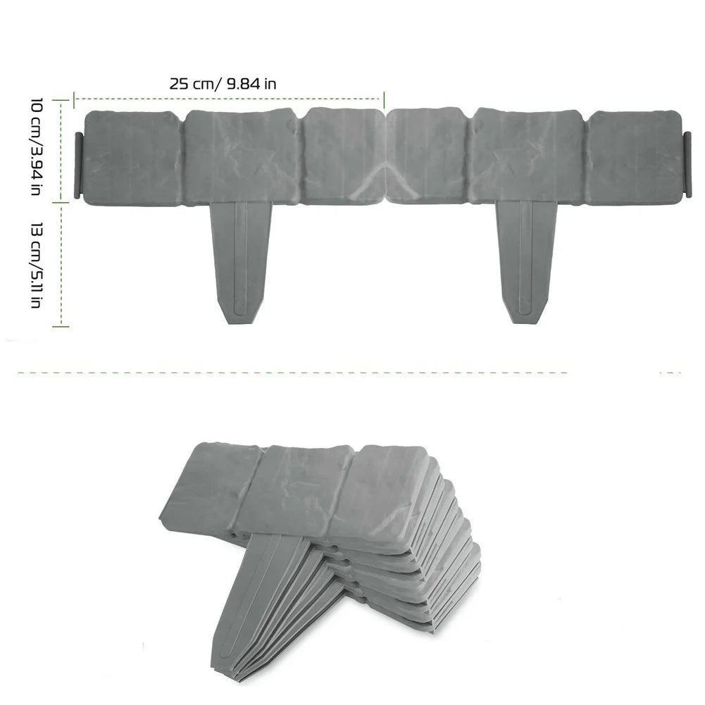 10pcs Garden Landscape Edging Border Imitation Stone Brick Plastic Fencing Lawn Plant Border Decorative Flower Grass Border