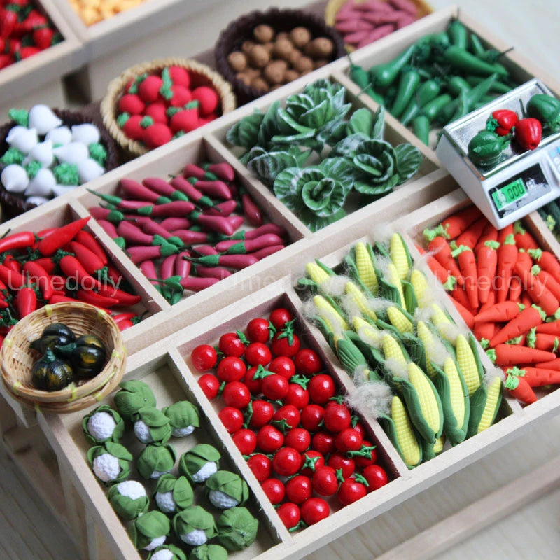 1:12 Scale Miniature Vegetable Mini Corn Carrot Pretend Play Dollhouse Food for OB11 BJD Doll Kitchen Supermarket Toy