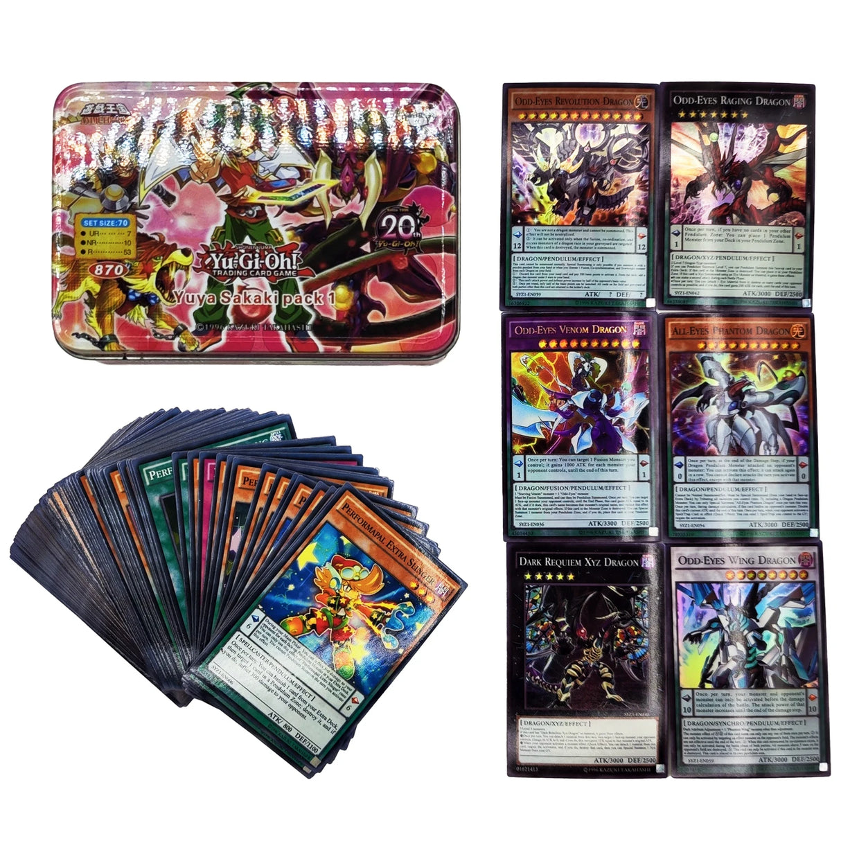 Yu Gi Oh Cards KAIBA PACK 3 Card Deck English TCG Holographic Golden White Dragon Duel Game Collection Card with Tin Box