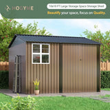 10x10 FT Large Outdoor Storage Shed, Metal Clearance Tiny Home with Windows & Lockable Doors for Backyard Garden, Patio Lawn, Pl