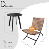 3-Piece Outdoor Folding Adirondack Chairs, Weather Resistant Wicker Patio Bistro Chairs and Coffee Table for Balcony Lawn Porch