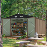 10 x 10 FT Outdoor Storage Shed,Metal Garden Sheds & Outdoor Storage Clearance,Large Tool Shed Outdoor with Single Lockable Door