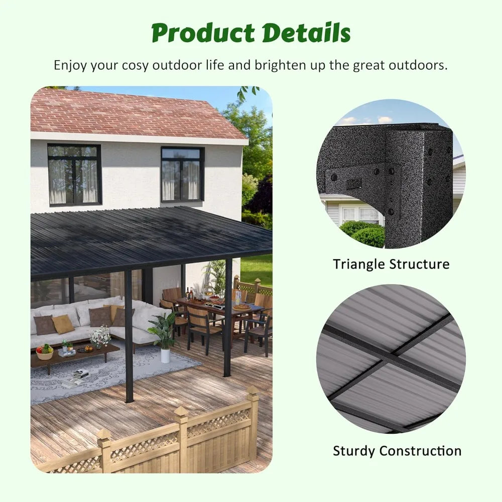 12'x 20' Outdoor Pergola on Clearance with Metal Frame,Wall-Mounted Heavy Duty Awnings for Patio, Deck, Lean to Pergola Gazebo
