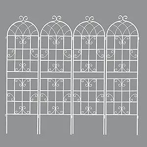 4 Pack Metal Garden Trellis 86.7" H Garden Fence Rustproof Trellis for Climbing Plants Support Roses Flower Outdoor Lawn Green-B