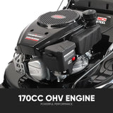 Self Propelled Gas Lawn Mower, 22 in. with 170cc OHV Engine, 3-in-1 Rear-Wheel-Drive High Wheels, Black