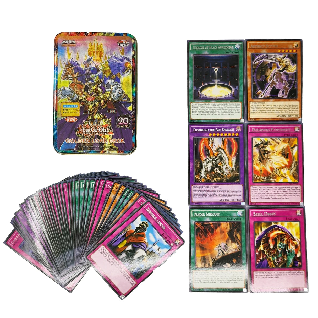 Yu Gi Oh Cards KAIBA PACK 3 Card Deck English TCG Holographic Golden White Dragon Duel Game Collection Card with Tin Box