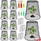 10 Pcs Metal Chicken Wire Cloche Plant Covers Garden Netting Animal Protectors with Stakes Labels Seedlings Flowers