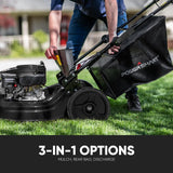 Self Propelled Gas Lawn Mower, 22-inch 170cc OHV Engine 3-in-1 Rear Wheel Drive, 6-Position Height Adjustment