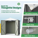 Storage Shed Waterproof Metal Garden Shed with Lockable Door Utility Tool Shed Outdoor Storage for Backyard, Patio and Lawn (6