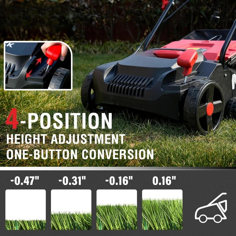 13-inch 13-Amp 2-in-1 Electric Dethatcher and Scarifier w/Removeable 4-Position Height Adjustment,Lawn dethatcher