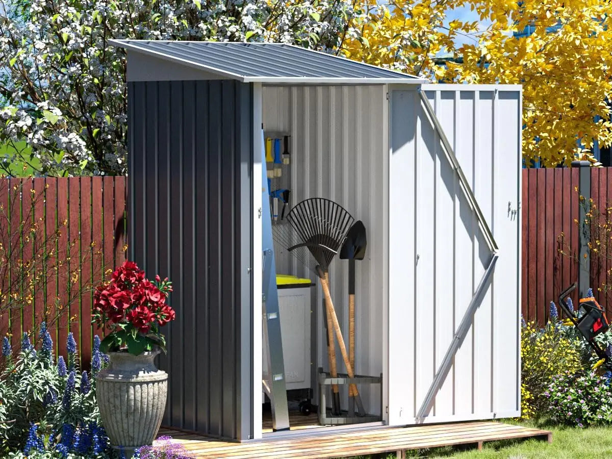 3x3 FT Outdoor Storage Shed Metal Building for Backyard Garden Patio Lawn Storage, Tool Shed for Bike Lawn Mower with Lockable