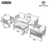 4 Pieces Outdoor Sectional Sofa Set 5-person Patio Seating Group Outdoor Conversation Set Cushions and A Coffee Table for Patios