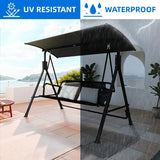 3-Seater Patio Swing with Adjustable Canopy, Weather-Resistant, Black