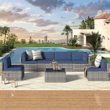 U-MAX Outdoor Sectional Furniture Chair Set with Cushions and Coffee Table,Patio PE Rattan Wicker Sofa, 7 Piece
