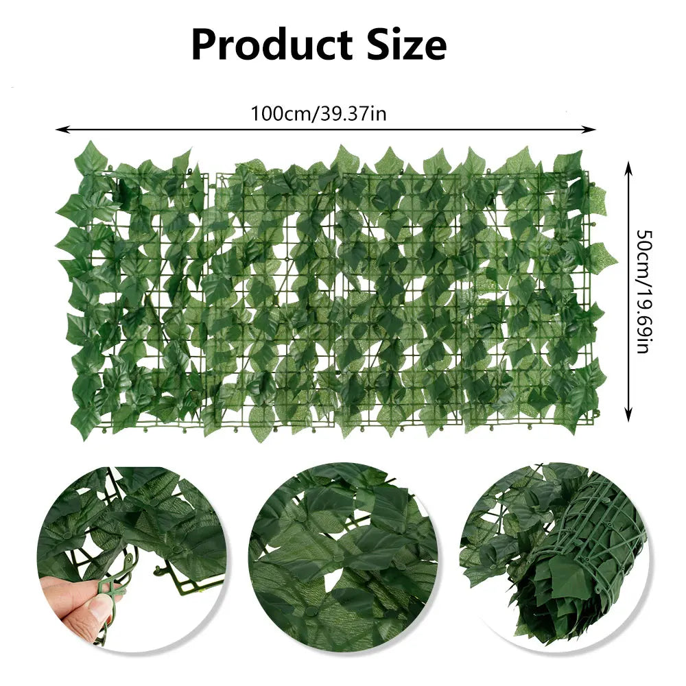 1PCS Artificial Ivy Privacy Fence Wall Screen 100X50 Greenery Backdrop Ivy Vine Leaf Hedges Fence Panels for Patio Garden