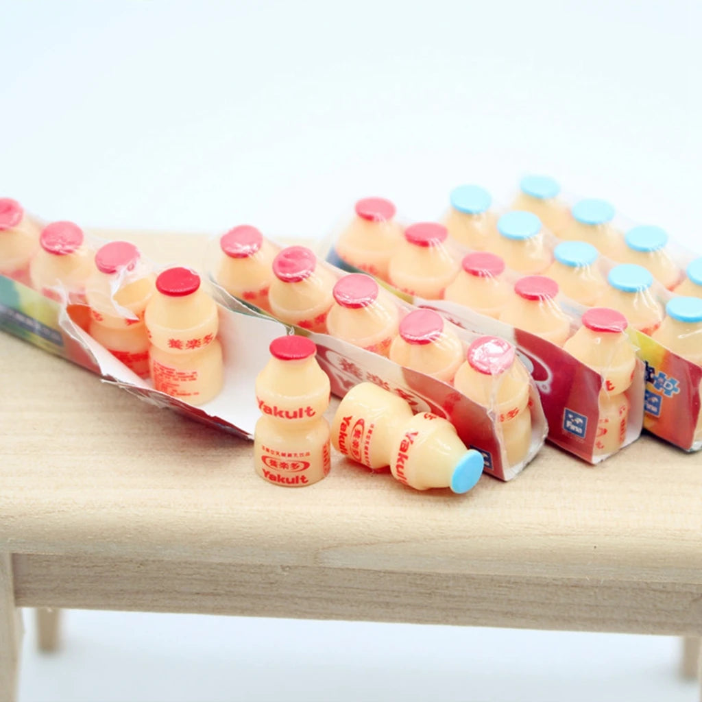 1/12 Dollhouse Miniature Food Play Supermarket Convenience Store Plastic Pack Lactic Acid Drinks In A Row Doll Accessory Toys