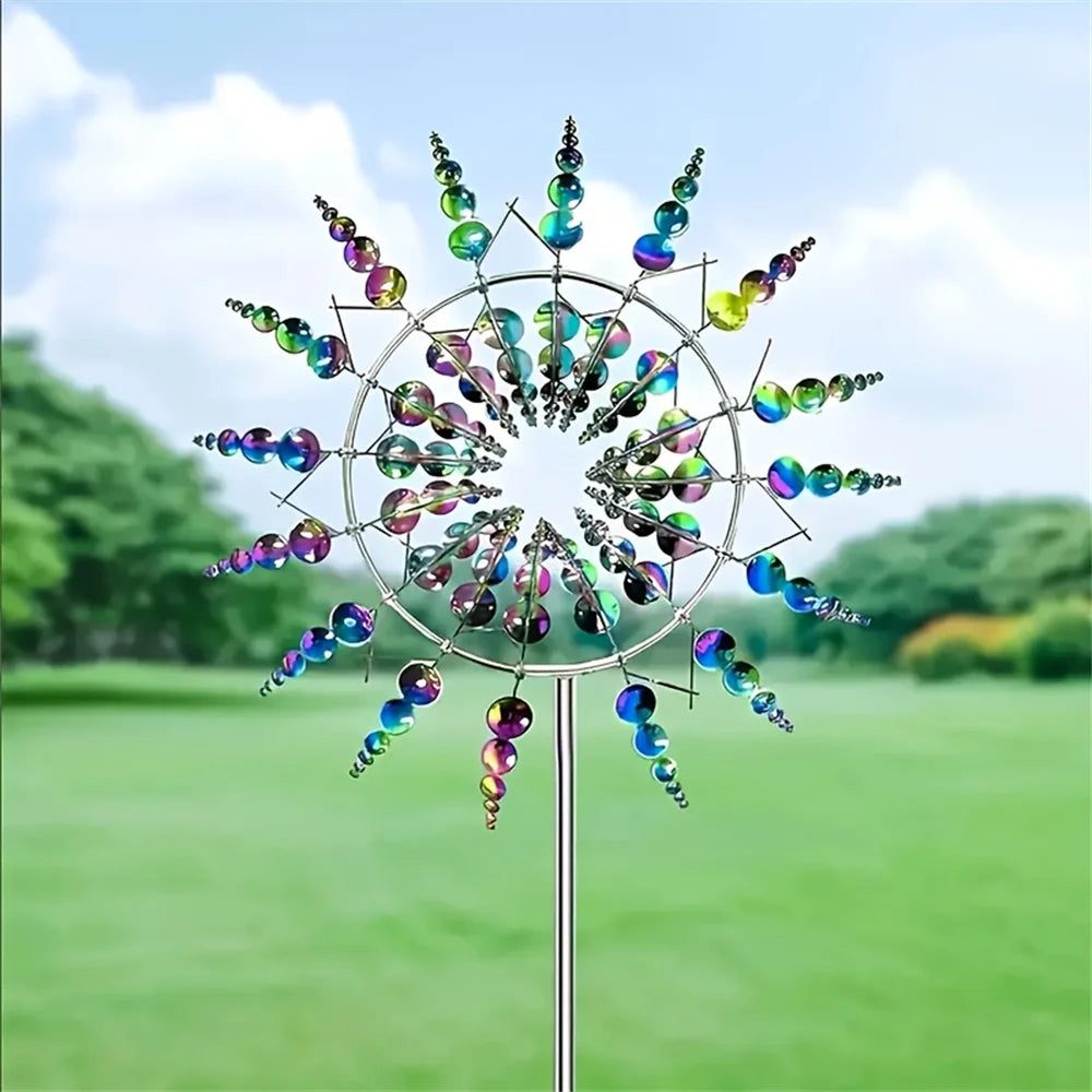 1pc Magical 3D Metal Outdoor Windmill Spinners Unique Metal Kinetic Wind Sculptures  Wind Catchers Lawn Patio Yard Garden Decor