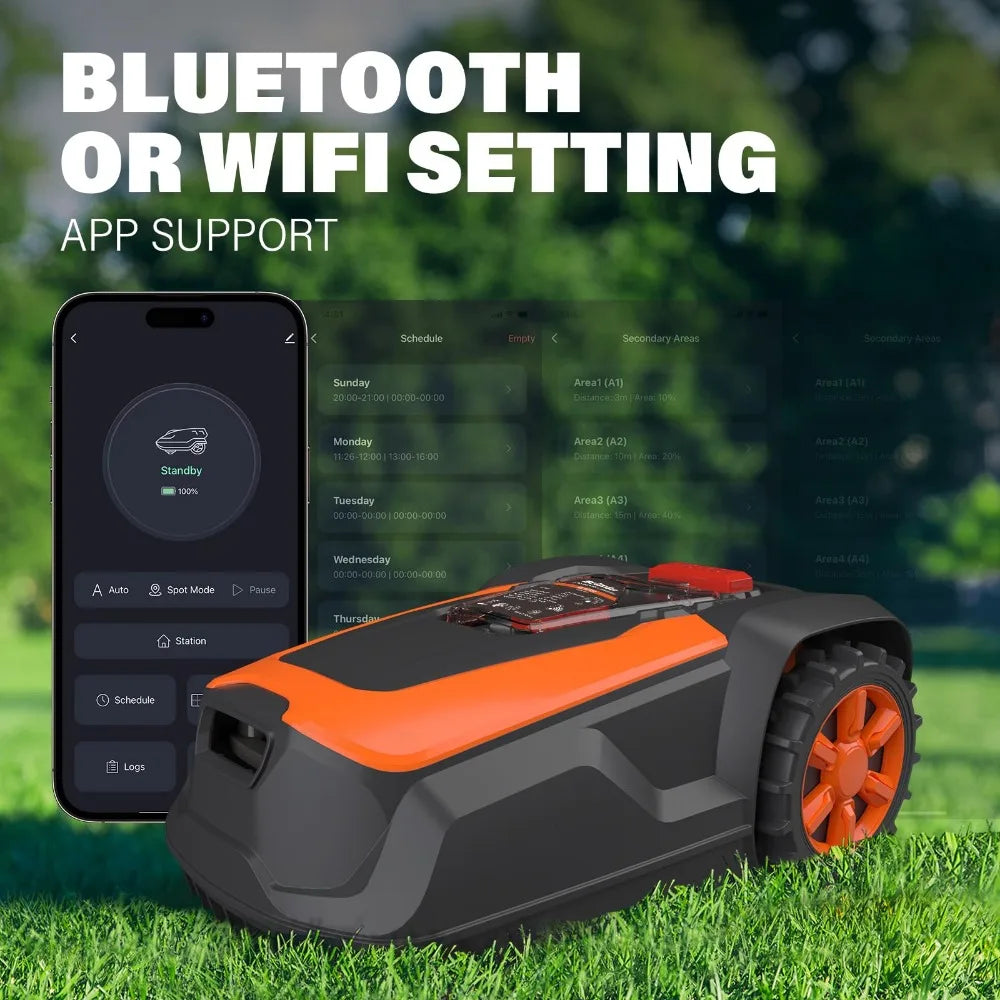 Robot Lawn Mower Automatic Robot Mower APP Controlled with Schedule Self-Charging Bluetooth/Wi-Fi Connected Robotic Lawn Mowers