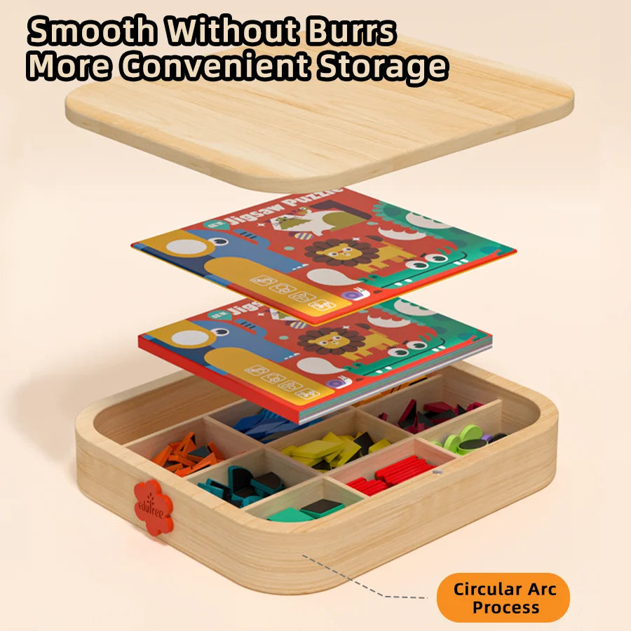 288pcs Wooden Magnetic Geometry Creative Puzzle Refrigerator Color Magnet Graphic Learning Brain Puzzle Toys Holiday Gifts