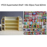 1:6 Scale Miniature Dollhouse Supermarket Shelf Mini Food Snack Beverage for Blyth BJD Doll Accessories Toy