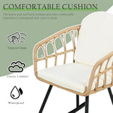 3 Pieces Rocking Chairs Set - Outdoor Wicker Rattan Rocking Chairs with Thickened Cushions, Boho Patio Furniture, Patio Convers