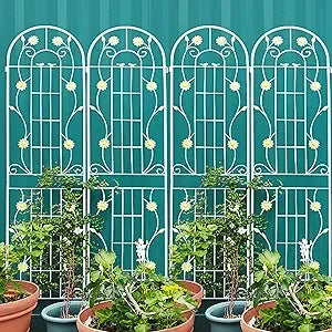 4 Pack Metal Garden Trellis 86.7" H Garden Fence Rustproof Trellis for Climbing Plants Support Roses Flower Outdoor Lawn Green-B