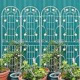 4 Pack Metal Garden Trellis 86.7" H Garden Fence Rustproof Trellis for Climbing Plants Support Roses Flower Outdoor Lawn Green-B