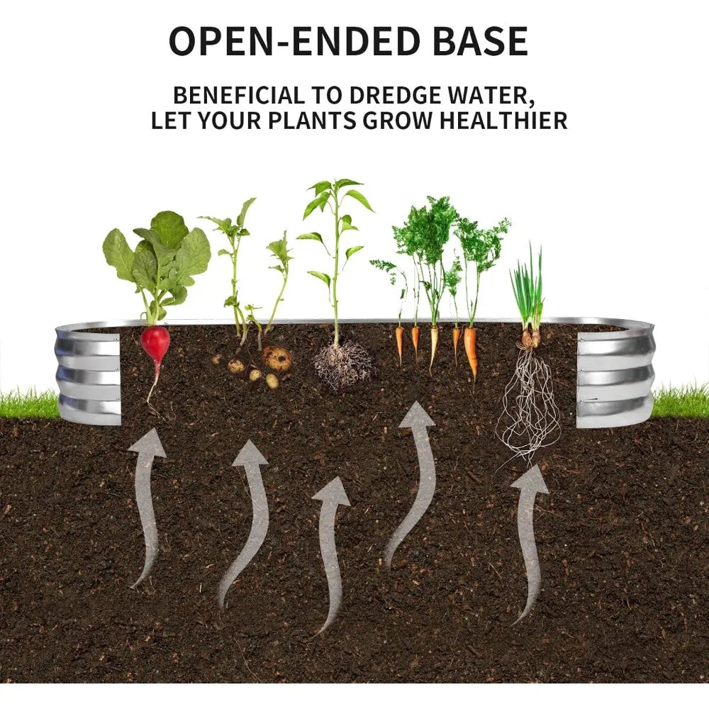 Raised Garden Bed Kit for Vegetables Flower Galvanized Metal Planter Boxs Designed for Easy DIY and Cleaning Not Twist Or Rot