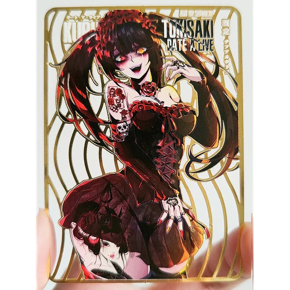 28PC/Set Anime Goddess Story DIY ACG Tsunade Albedo Kurumi Sexy Metal Card Collectible Cards Boys Play Toys Birthday Gifts