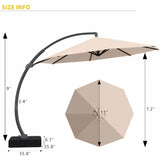 11ft Offset Cantilever Patio Umbrella with Base Included, Large Round Aluminum Outdoor Umbrella, 360° Rotation & Infinite Tilt,