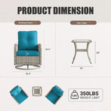 Patio Outdoor Rocking Swivel Chair Wicker Rattan Bistro Set with Tempered Glass Side Table, Outdoor Patio Furniture Set for Gard