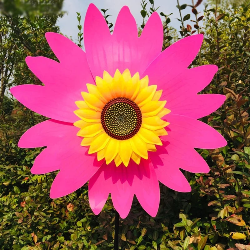 Sunflower Windmill Rotating Sunflower Wind Spinner Stake Standing Lawn Flower Pinwheel Outdoor Party Garden Yard Picnic Decor