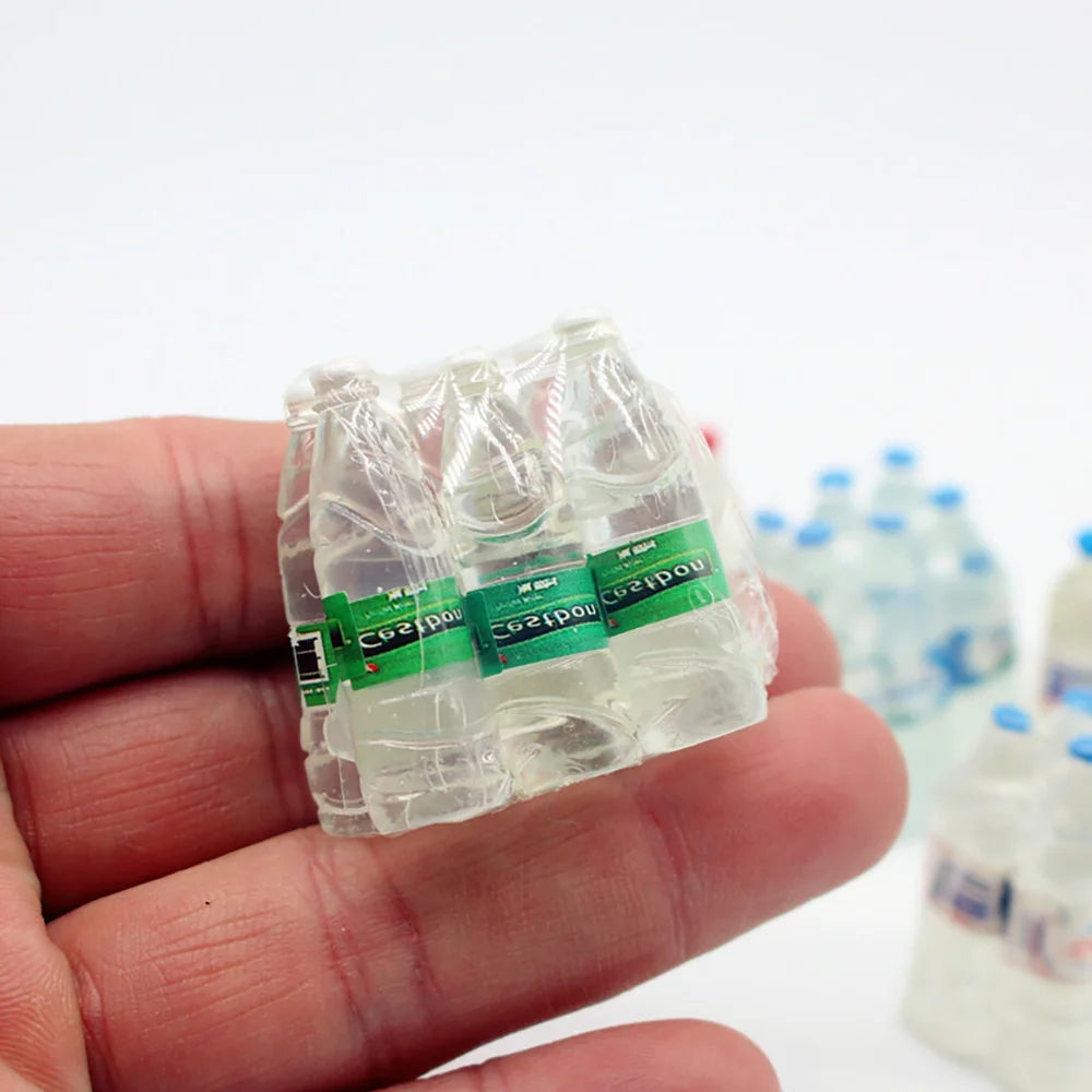 1:12 Dollhouse Miniature Simulation Mineral Water Bottle with Box Drink Model Miniaturas Play Kitchen Doll Supermarket Food Toy