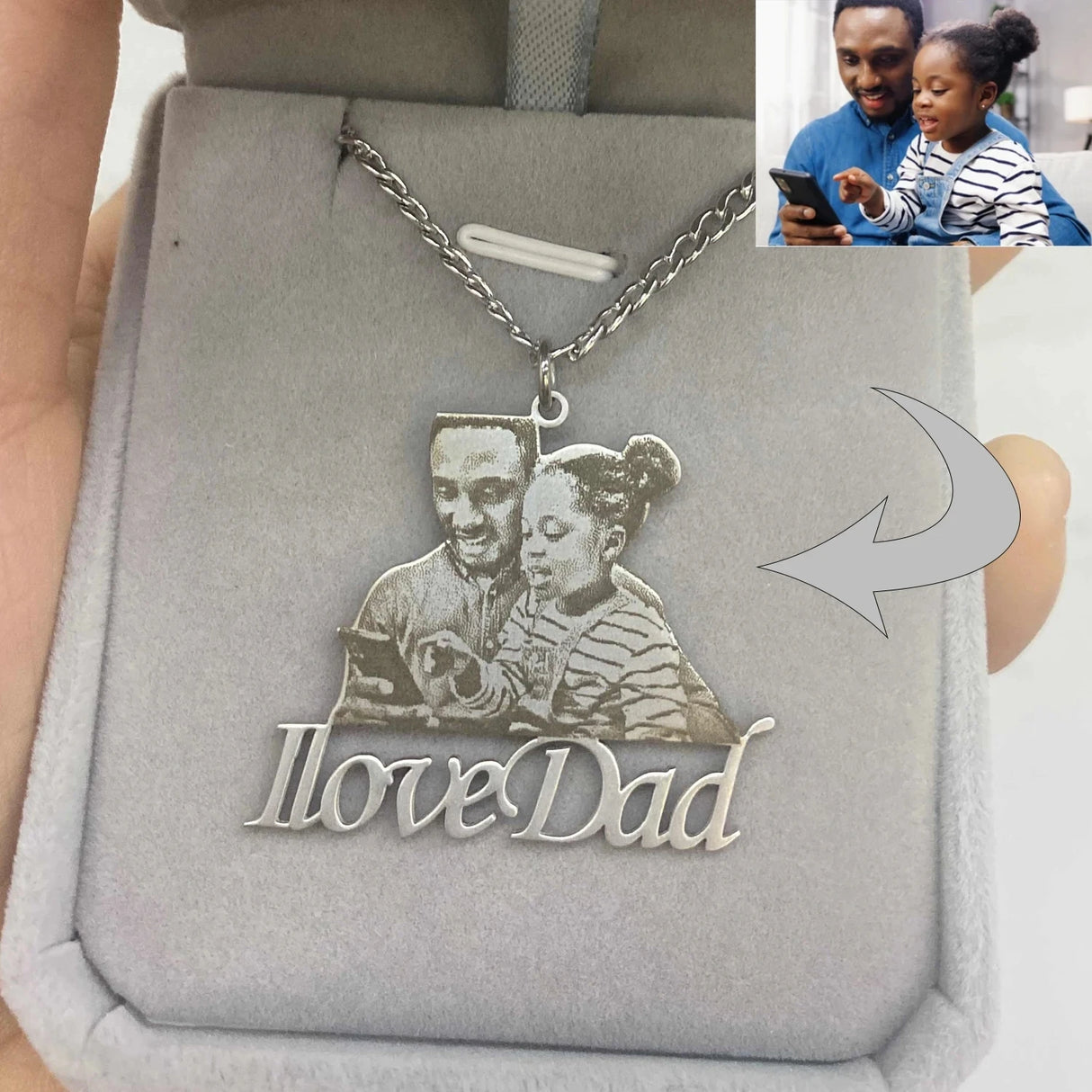 Personalized Mother's Day Gift Custom Photo Engraved Necklace Custom Photo Pendant Memory Family Jewelry Gifts Free Jewelry box