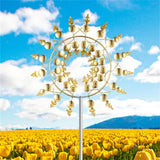 1pc Magical 3D Metal Outdoor Windmill Spinners Unique Metal Kinetic Wind Sculptures  Wind Catchers Lawn Patio Yard Garden Decor