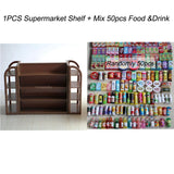 1:6 Scale Miniature Dollhouse Supermarket Shelf Mini Food Snack Beverage for Blyth BJD Doll Accessories Toy